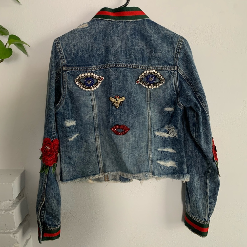 Upcycled funky denim jacket